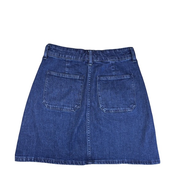 Madewell Womens Denim Mini Skirt Dark Wash Front Zip High Waist Size 24 - Picture 3 of 6